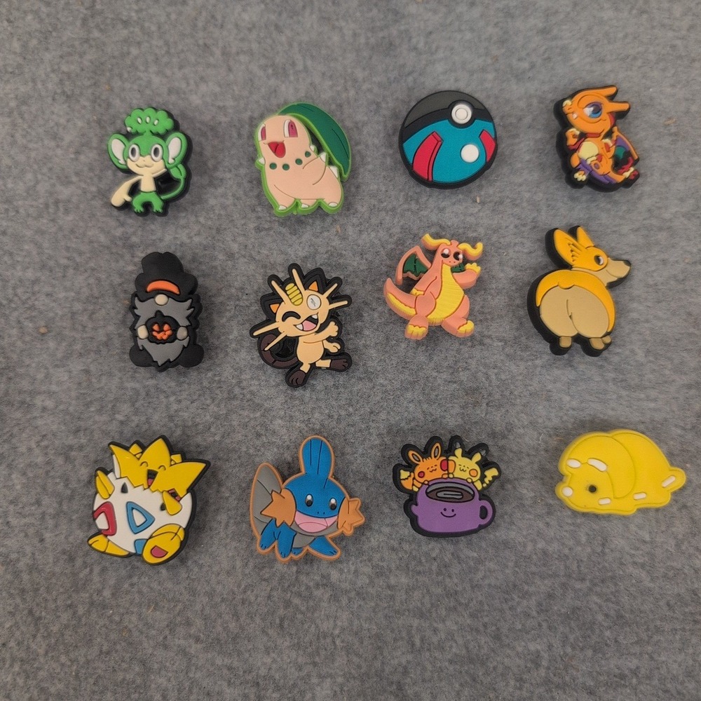 12pc Pokemon Anime Shoe Charms Pikachu Mudkip Togepi Crocs Clogs - Picture 1 of 1